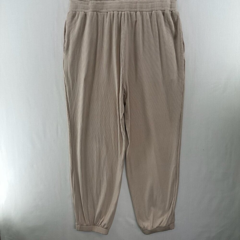 DOKOTOO Jumpsuit Size XL Ribbed Sleeveless Popover Tapered Cropped Beige - Picture 6 of 13